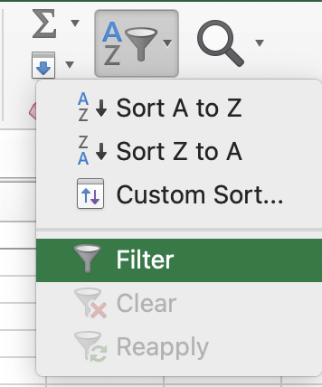Filter-Button in Excel