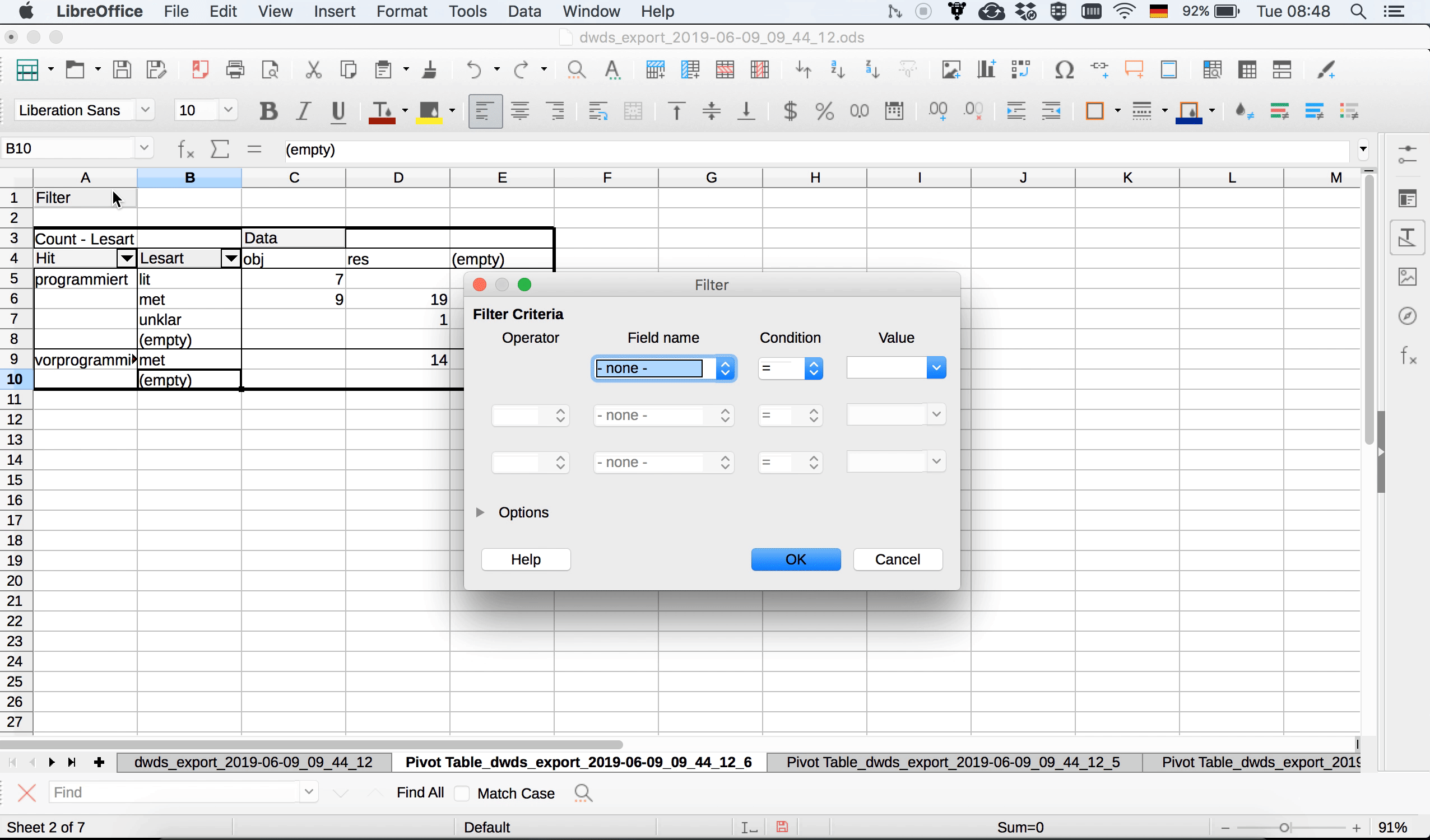 Erstellen eines einfachen Diagramms in Calc